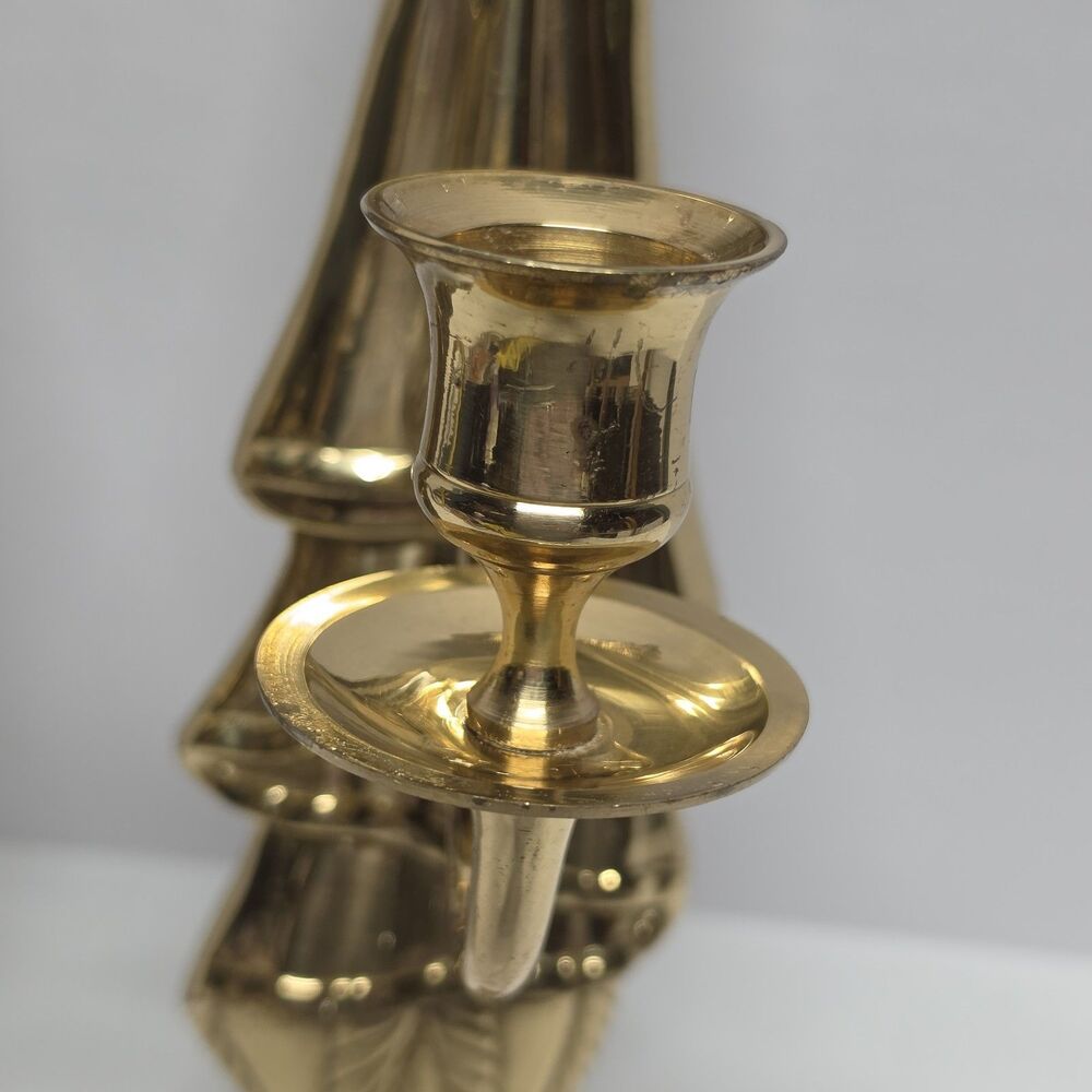 Vintage Hollywood Regency Brass Wall Candle Holder 12" Set Of 2 French Empire - Picture 3 of 8